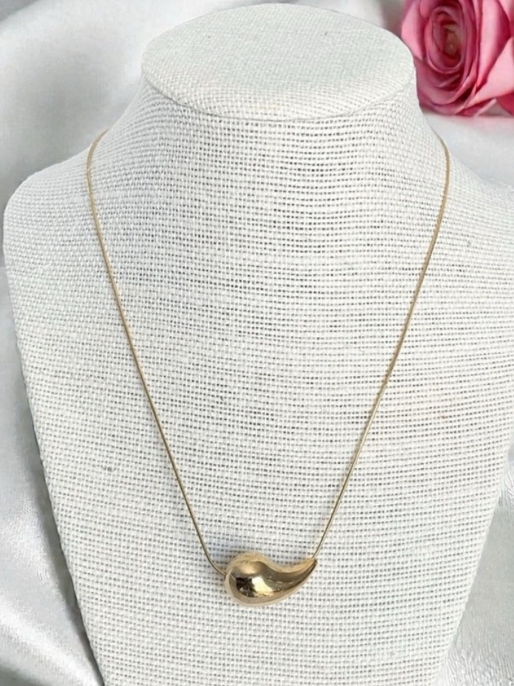 Adornia 14K Gold-Plated Sculptural Teardrop Pendant Necklace 15+2”